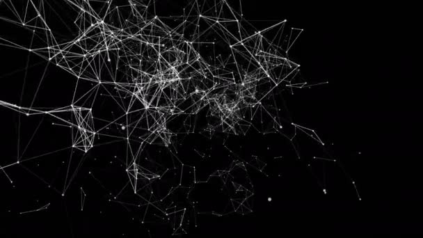 White Animated Particles Black Background Abstract Futuristic Composition Rendering — Stock Video