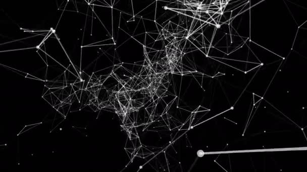 Vita Animerade Partiklar Svart Bakgrund Abstrakta Futuristisk Komposition Rendering — Stockvideo
