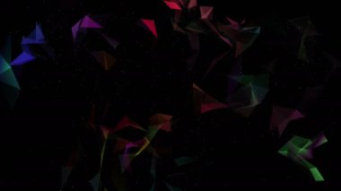 Üstünde siyah yer çok renkli animasyonlu parçacıklar. Soyut fütüristik kompozisyon. 3D render
