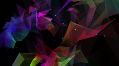 Üstünde siyah yer çok renkli animasyonlu parçacıklar. Soyut fütüristik kompozisyon. 3D render