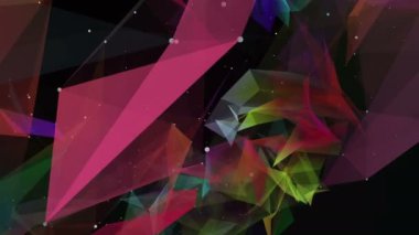 Üstünde siyah yer çok renkli animasyonlu parçacıklar. Soyut fütüristik kompozisyon. 3D render