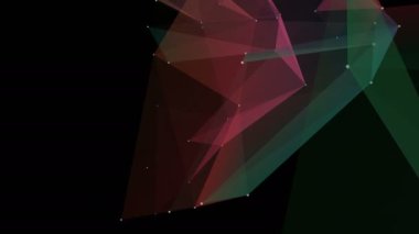 Üstünde siyah yer çok renkli animasyonlu parçacıklar. Soyut fütüristik kompozisyon. 3D render