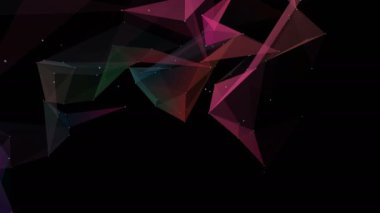 Üstünde siyah yer çok renkli animasyonlu parçacıklar. Soyut fütüristik kompozisyon. 3D render