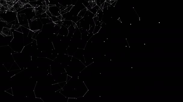 Partículas Animadas Blancas Sobre Fondo Negro Composición Futurista Abstracta Renderizado — Vídeo de stock