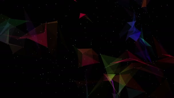 Multicolored Animated Particles Black Space Abstract Futuristic Composition Rendering — Stock Video