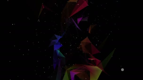 Multicolored Animated Particles Black Space Abstract Futuristic Composition Rendering — Stock Video