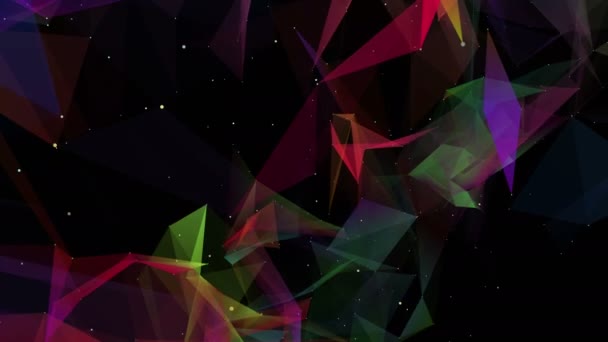 黒い空間に色とりどりのアニメーション粒子 抽象的な未来的な構成 レンダリング — ストック動画
