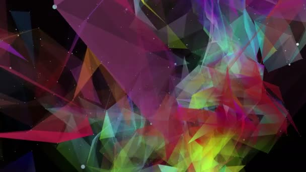 Partículas Animadas Multicolores Espacio Negro Composición Futurista Abstracta Renderizado — Vídeos de Stock