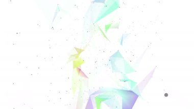 Çok renkli üç boyutlu parçacıklar yavaş yavaş beyaz bir arka plan üzerinde uçmak. arka plan. 3D render