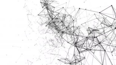 Siyah bileşik parçacıklar yavaş yavaş beyaz bir arka plan üzerinde uçmak. arka plan. 3D render