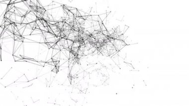 Siyah bileşik parçacıklar yavaş yavaş beyaz bir arka plan üzerinde uçmak. arka plan. 3D render