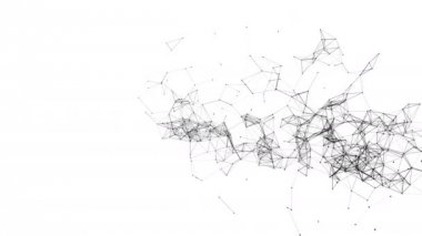 Siyah bileşik parçacıklar yavaş yavaş beyaz bir arka plan üzerinde uçmak. arka plan. 3D render