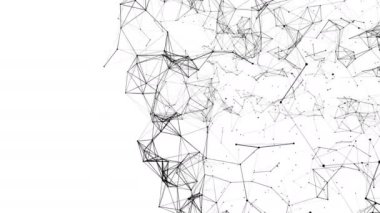 Siyah bileşik parçacıklar yavaş yavaş beyaz bir arka plan üzerinde uçmak. arka plan. 3D render