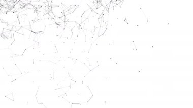 Siyah bileşik parçacıklar yavaş yavaş beyaz bir arka plan üzerinde uçmak. arka plan. 3D render