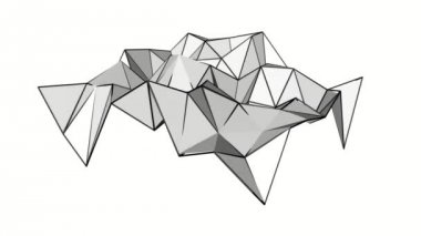 Düşük poli deforme uçak. Animasyonlu arka plan. 3D render