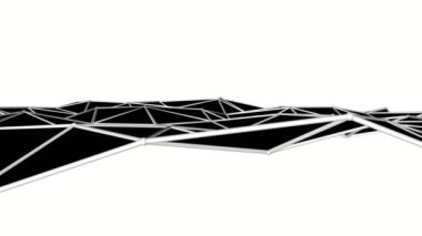 siyah düşük poli deforme uçak. Animasyonlu arka plan. 3D render