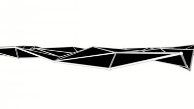 siyah düşük poli deforme uçak. Animasyonlu arka plan. 3D render