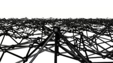 siyah animasyonlu atomik kafes. Animasyonlu arka plan. 3D render