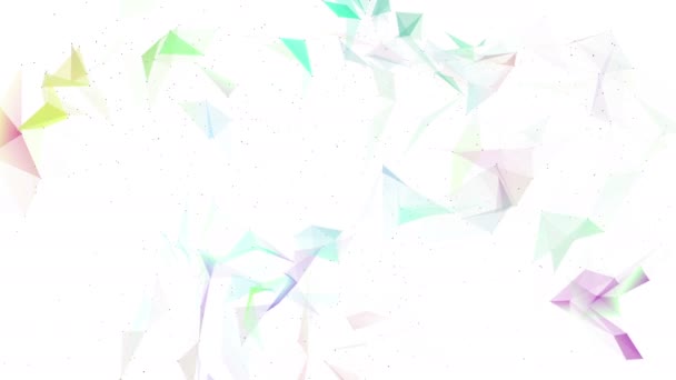 Різнокольорові Тривимірні Частинки Повільно Літають Білому Тлі Абстрактний Фон Візуалізація — стокове відео