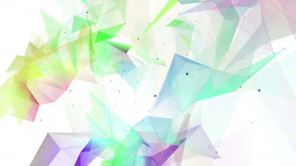 多色三维粒子在白色背景上缓慢飞行 抽象的背景 — 图库视频影像