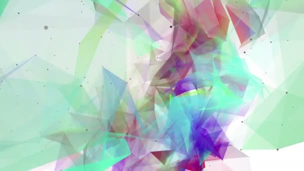 Partículas Tridimensionais Multicoloridas Voam Lentamente Sobre Fundo Branco Fundo Abstrato — Vídeo de Stock