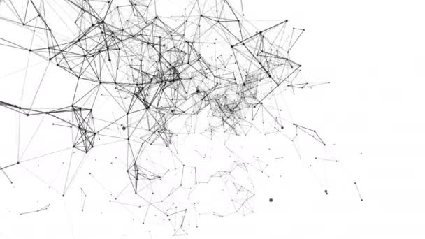 Partículas Compostas Pretas Voam Lentamente Sobre Fundo Branco Fundo Abstrato — Vídeo de Stock