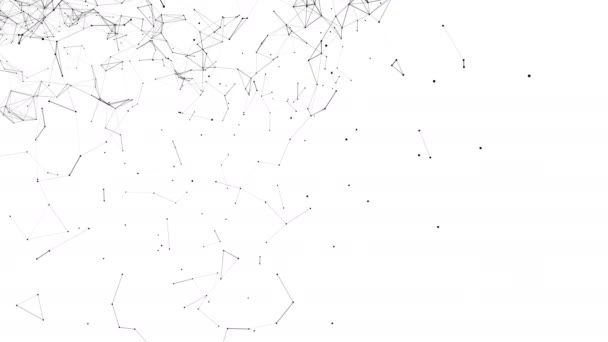 Particules composées noires volent lentement sur un fond blanc. fond abstrait. Rendu 3d 