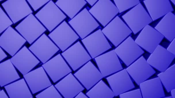 Cubos Tridimensionales Azules Giran Lentamente Fondo Animado Abstracto Renderizado — Vídeo de stock
