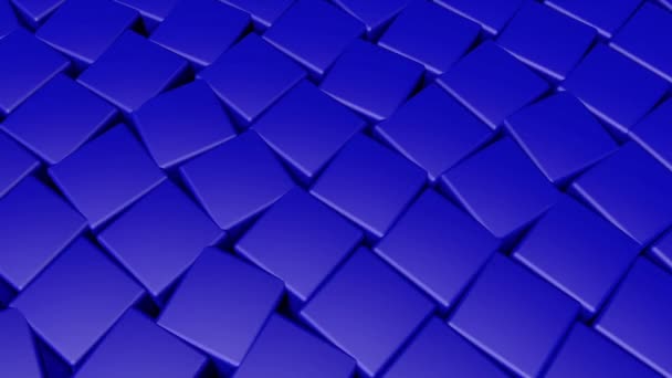 Cubos Tridimensionales Azules Giran Lentamente Fondo Animado Abstracto Renderizado — Vídeos de Stock