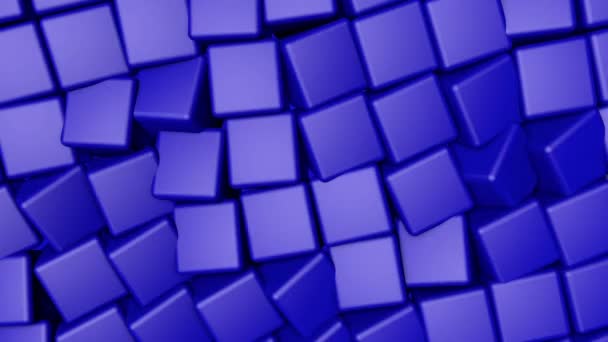 Bleu Cubes Tridimensionnels Tournent Lentement Fond Animé Abstrait Rendu — Video