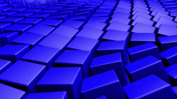 Голубые Трехмерные Кубики Медленно Вращаются Абстрактный Оживленный Фон Рендеринг — стоковое видео