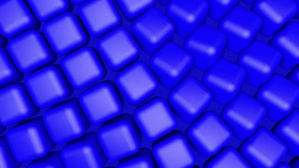 Blue Three Dimensional Cubes Slowly Rotate Abstract Animated Background Rendering — Stock Video