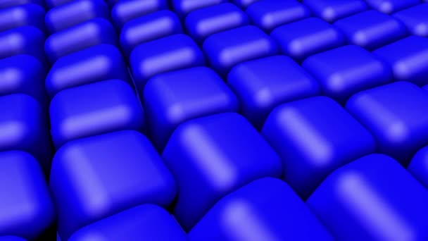 Blue Three Dimensional Cubes Slowly Rotate Abstract Animated Background Rendering — Stock Video