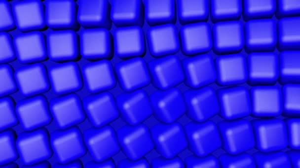 Cubos Tridimensionales Azules Giran Lentamente Fondo Animado Abstracto Renderizado — Vídeo de stock