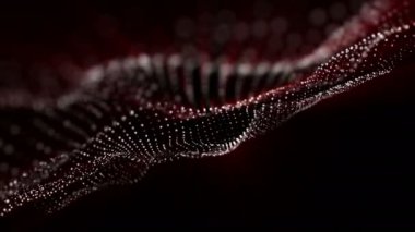 parlayan parçacık siyah bir arka plan üzerinde hareketli şerit. Animasyonlu arka plan. 3D render