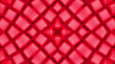 Kırmızı kaleydoskop üç boyutlu şekiller arka plan. Animasyonlu arka plan. 3D render