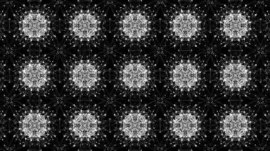 Siyah beyaz kaleydoskop arka plan. Animasyonlu arka plan. 3D render