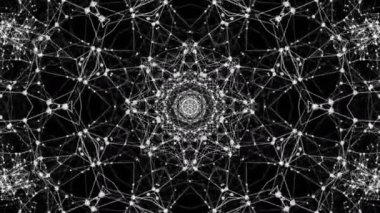 Siyah beyaz kaleydoskop arka plan. Animasyonlu arka plan. 3D render