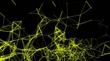 sarı parçacıkları karanlık bir arka planı yavaş yavaş hareket ediyor. Soyut animasyon. 3D render