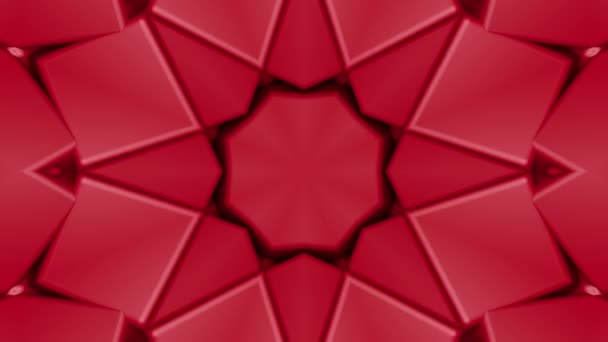 Fond Kaléidoscope Rouge Formes Tridimensionnelles Fond Animé Abstrait Rendu — Video