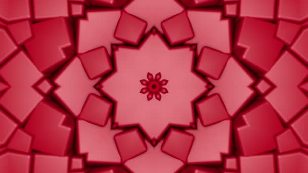 Fond Kaléidoscope Rouge Formes Tridimensionnelles Fond Animé Abstrait Rendu — Video