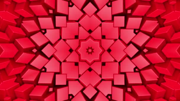 Red Kaleidoscope Background Three Dimensional Shapes Abstract Animated Background Rendering — Stock Video