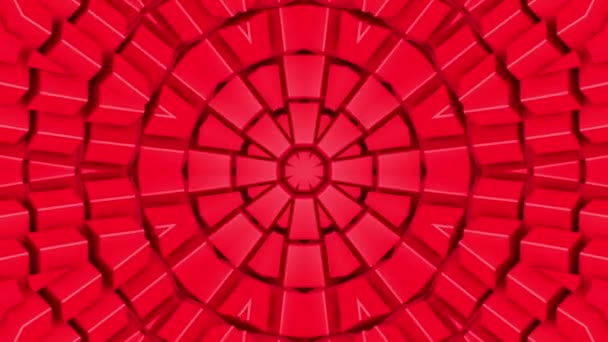 Fundo Caleidoscópio Vermelho Formas Tridimensionais Fundo Animado Abstrato Renderização — Vídeo de Stock