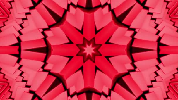 Sfondo Rosso Caleidoscopio Forme Tridimensionali Astratto Sfondo Animato Rendering — Video Stock