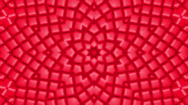 Fundo Caleidoscópio Vermelho Formas Tridimensionais Fundo Animado Abstrato Renderização — Vídeo de Stock