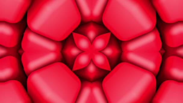 三次元形状の赤い万華鏡背景 アニメーションの背景を抽象化します レンダリング — ストック動画