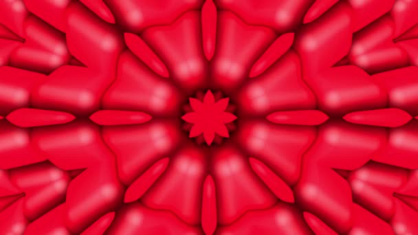 Fundo Caleidoscópio Vermelho Formas Tridimensionais Fundo Animado Abstrato Renderização — Vídeo de Stock