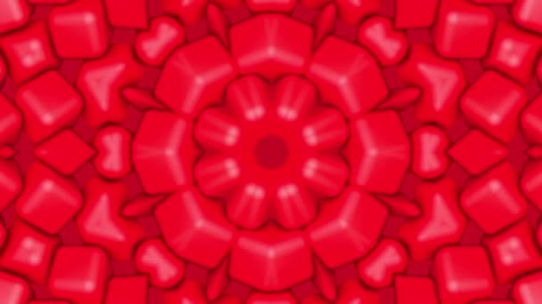 Red Kaleidoscope Background Three Dimensional Shapes Abstract Animated Background Rendering — Stock Video