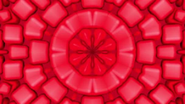 Red Kaleidoscope Background Three Dimensional Shapes Abstract Animated Background Rendering — Stock Video