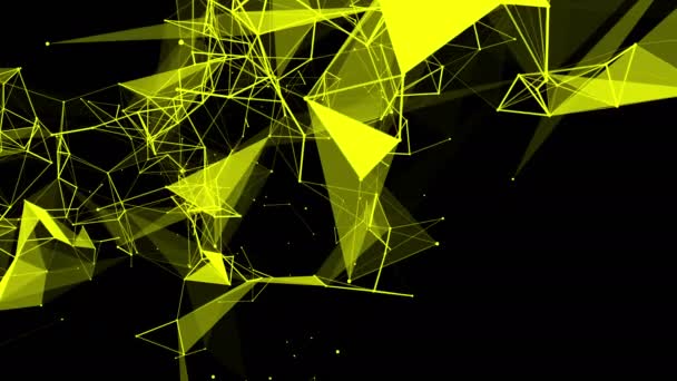 Žluté Částice Pohybují Pomalu Proti Tmavým Pozadím Abstraktní Animace Vykreslování — Stock video